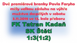 Šestá výhra mužstva dospělých v řadě. Rychle jsme vedli o 2 branky, ale domácí snížili a hrát o 3 body se muselo až do 90. minuty