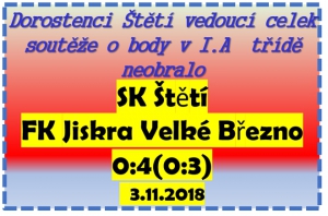 Třetí prohra dorostenců v řadě. Rozhodlo se v závěru 1. půle, kdy jsme 3x inkasovali