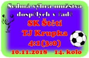 Letos naposledy se představilo mužstvo dospělých na domácím trávníku a udělalo nám radost. Dokázalo porazit pronásledovatele v tabulce a divákům nabídnout hezké góly