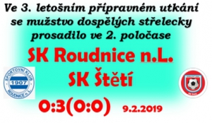 Mužstvo dospělých se na umělé trávě v Roudnici n.L. proti domácímu celku dokázalo prosadit 3x.