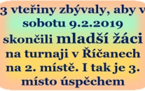 Mladší žáci na turnaji v Říčanech 9.2.2019 vystoupali na bronzový stupínek