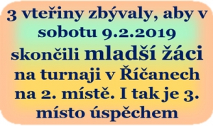 Mladší žáci na turnaji v Říčanech 9.2.2019 vystoupali na bronzový stupínek