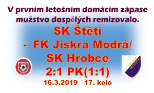 Na úvod jara viděli diváci ve Štětí penalty. Mužstvo dospělých šlo sice do vedení v 1. poločase, ale ve 2. části o něj přišlo..