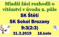 Utkání mladších žáků se divákům líbilo. Nouze o dramatické momenty nebyla. Naše mužstvo se ve 2. části rozehrálo k výbornému výkonu.