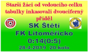 Těžkou prověrkou prošli starší žáci v zápase s vedoucím celkem tabulky Ústeckého přeboruí