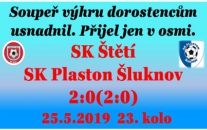 Dorostenci Šluknova hráli ve Štětí s 3 hráči v poli méně. Naše jedenáctka, ale toho nedokázala náležitě využít 