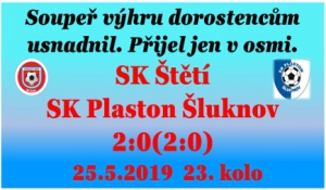 Dorostenci Šluknova hráli ve Štětí s 3 hráči v poli méně. Naše jedenáctka, ale toho nedokázala náležitě využít 