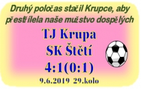 Promarněná příležitost udržet si 4. místo před posledním kolem. Ve 2. poločase mužstvo dospělých o slibný náskok z 1. půle přišlo.