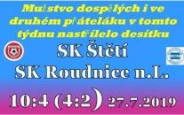 Čtrnáct branek viděli diváci v přátelském derby mužstev dospělých. K tomu 3 penalty  a mnoho dalších neproměněných šancí na obou stranách. 