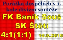 Škoda. Na úvod divizní sezóny nepodalo mužstvo dospělých špatný výkon. Neproměňování střeleckých příležitostí nás stálo body. Navíc jsme čelili dvěma pokutovým kopům, které favorit ze Souše využil  