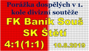 Škoda. Na úvod divizní sezóny nepodalo mužstvo dospělých špatný výkon. Neproměňování střeleckých příležitostí nás stálo body. Navíc jsme čelili dvěma pokutovým kopům, které favorit ze Souše využil  