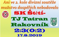 První domácí zápas mužstva dospělých  v divizní soutěži radost nepřinesl. Rychle jsme prohrávali o 2 branky a to se pak těžko dotahuje. Ve 2. poločase jsme šance na vyrovnání měli, ale nakonec jsme opět inkasovali a na body už nedosáhli. 