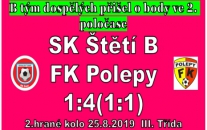 První domácí zápas B mužstva dospělých ve III. Třídě body nepřinesl