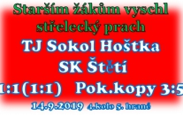 Starší žáci marně dobývali obranu Hoštky. Vstřelili jen jednu branku z pokutového kopu.