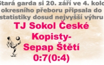 Stará garda v minulém kole okresního přeboru jasně přehrála domácí České Kopisty a jejich výkony jsou tou nejlepší pozvánkou na další domácí zápas proti Lovosicím 27.9.2019 v 17:00