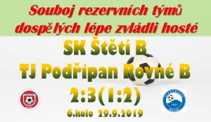 B mužstvo dospělých vstoupilo do zápasu dobře, rychle vedlo 1:0, ale hosté ještě v 1. poločase zápas otočili.Ve 2. části vedli dokonce o 2 branky a Luboš uřídili už jenom snížili na 2:3.