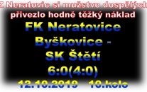 Mužstvo dospělých nezopakovalo dobré výkony z minulých kol. V Neratovicích tahalo od začátku za kratší konec, dopouštělo se spousty chyb, které končily góly v naší síti. 