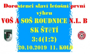 Jak na houpačce vypadalo utkání dorostenců v krajském přeboru v Roudnici n.L. Nejprve jsme vedli, po změně stran zase prohrávali, aby jsme ve finiši přetahovanou vyhráli.