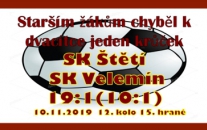 V posledním zápase roku starší žáci splnili úlohu jasného favorita a přezimují na 1. místě okresního přeboru.