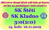 Mužstvo dospělých porazilo v posledním kole doma Kladno a přezimuje s 18 body na 13. místě.. 