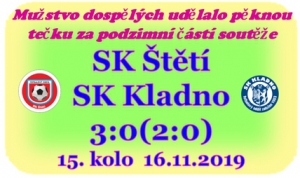 Mužstvo dospělých porazilo v posledním kole doma Kladno a přezimuje s 18 body na 13. místě.. 
