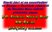 Trenér starších žáků Miloslav Hromy své svěřence po zápase v Novém Boru chválil. Zápasové zpestření na soustředění ve Sloupu v Čechách