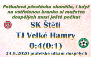 Vysoká porážka mužstva dospělých, která se rodila v poslední části zápasu. Pochvalu zaslouží oba naši brankáři, který nás v mnoha případech ještě svými bravurními zákroky podrželi.