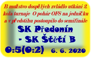 B mužstvo dospělých ani ve 2. zápase turnaje OFS v řadě neinkasovalo.  