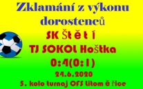 Dorostenci sice dokázali vyhrát turnaj O pohár OFS, ale poslední utkáni v derby zápase s Hoštkou jim vůbec nevyšlo.