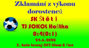 Dorostenci sice dokázali vyhrát turnaj O pohár OFS, ale poslední utkáni v derby zápase s Hoštkou jim vůbec nevyšlo.