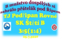B mužstvo dospělých s dorostenci v sestavě dokázalo v Rovném 5x skórovat