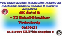 B mužstvo dospělých nezačalo nový roční III.Třídy nejlépe.Prohrálo vysoko se Straškovem a ani jednou se neradovalo ze vstřelené branky. Hosté trestali každé naše zaváhání a domů se vraceli s vysokou výhrou.