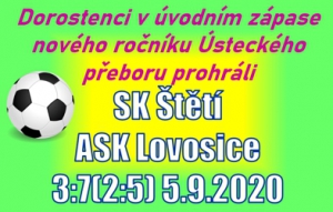 Dorostenci sice šli do vedení v 1. minutě, ale to bylo naposledy,kdy vedli. Pak už jen dotahovali a v závěru soupeř z města chemie náskok ještě navýšil