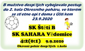 Po 1. poločase B mužstvo v pohárovém utkání prohrávalo, ale po změně stran během 15 minut výsledek otočilo