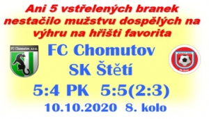 Sahali jsme po vítězství. Domácí jsme zaskočili a ti museli celý zápas dotahovat. Bod navíc si po penaltách připsali domácí.