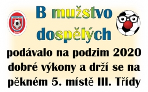Po 1. kole proti Straškovu asi málokdo věřil, že B mužstvo dospělých bude po předčasně ukončeném podzimu patřit k lepším týmům III. Třídy skupiny B