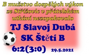 B tým dospělých má za sebou druhý přátelák