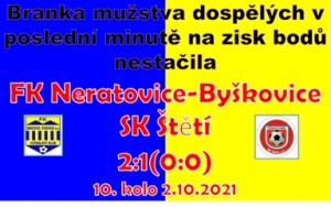 Na hřišti vedoucího celku tabulky jsme sehráli velmi dobrý 1.poločas, ale brzo po změně stran jsme inkasovali a domácí už nás vyrovnat nenechali.