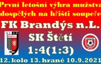 Mužstvo dospělých veze z Brandýsu 3 body. Prohrávalo sice 1:0, ale výsledek se mu  podařilo dokonale otočit.b