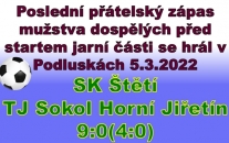 Mužstvo dospělých si zastřílelo. V 1. poločase hattrick Tomáš Belák a ve 2. Jiří Vokoun.