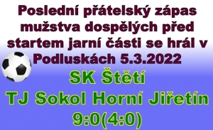 Mužstvo dospělých si zastřílelo. V 1. poločase hattrick Tomáš Belák a ve 2. Jiří Vokoun.
