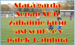V úvodním kole jarní části okresní soutěže staré gardy se Sepap Štětí představí v pátek 1. dubna na horké půdě v Libochovicích, které mají na 4. místě tabulky stejně bodů jako Štětí. Výkop 17:30
