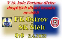 Mužstvo dospělých přivezlo z Ostrova bod, ale branku nevstřelilo žádnou. 