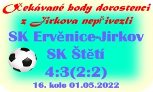 Do Jirkova jsme jeli s cílem navázat na předchozí 2 vysoká vítězství, ale proti sdruženému týmu Ervěnice-Jirkov se nám to nepodařilo.