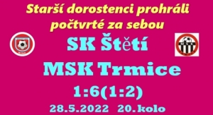 Ve 2. poločase začali starší dorostenci herně klopýtat a  soused v tabulce dokráčel k zaslouženému vítězství. 