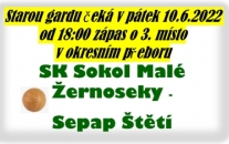 Na závěr sezóny jede stará garda v pátek do Malých Žernosek, kde se rozhodne zda skončí v letošním úspěšném ročníku na 3. místě okresního přeboru.   