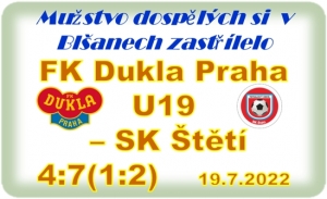 Přípravné zápasy mužstva dospělých pokračují v rychlém sledu za sebou. V pěkném fotbalovém areálu v Blšanech sehrálo v úterý navečer vítězný zápas s juniorkou Dukly.