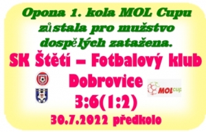 9 branek viděli diváci v prvním utkání  letošního ročníku na hřišti ve Štětí. V předkole MOL Cupu mužstvo dospělých prohrálo a v 1. kolo proti FK Ústí n.L. si nezahraje.