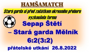 Stará garda změřila své síly v přátelském utkání s přátely z Mělníka.  V pátek 2. září ji čeká okresní přebor proti FK Litoměřicku v Mlékojedech.