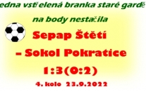 Ve 2. letošním zápase na domácím trávníků překvapily starou gardu Sepap Štětí Pokratice a domů odjely s plným bodovým ziskem.